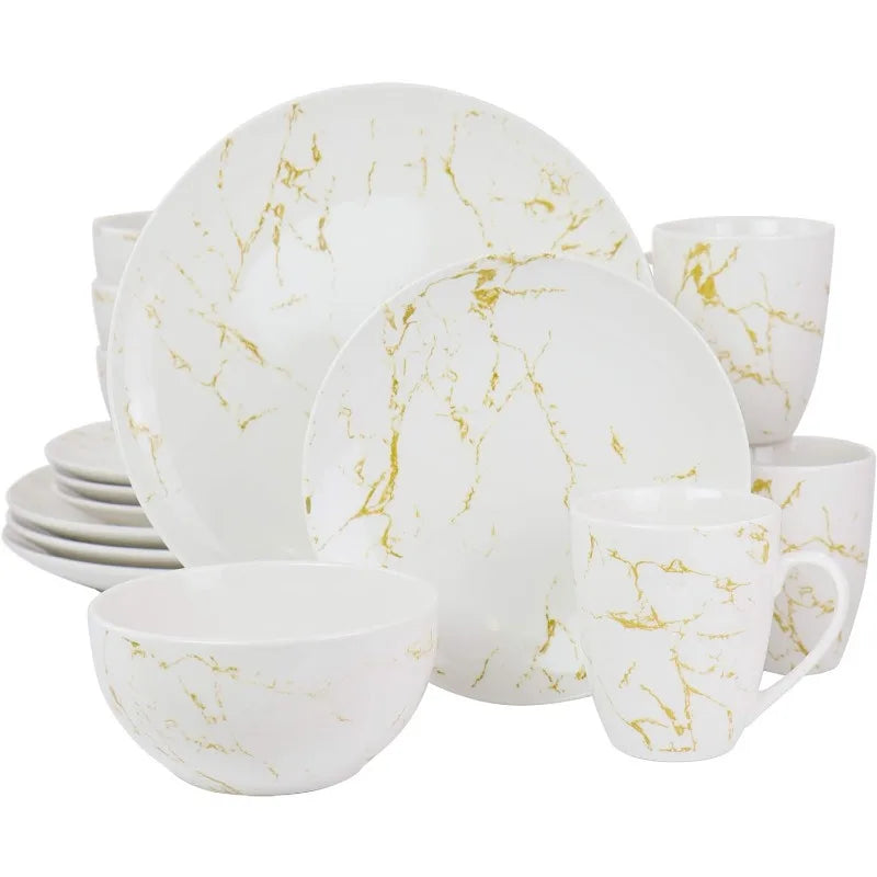 Marble Dinnerware Set, 16 Pieces, 3 Colors