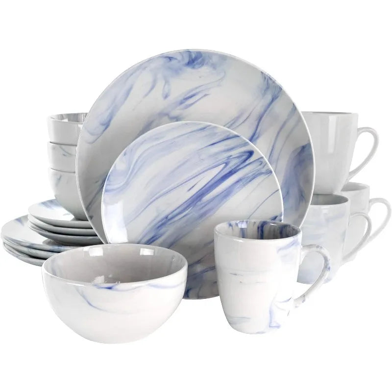 Marble Dinnerware Set, 16 Pieces, 3 Colors