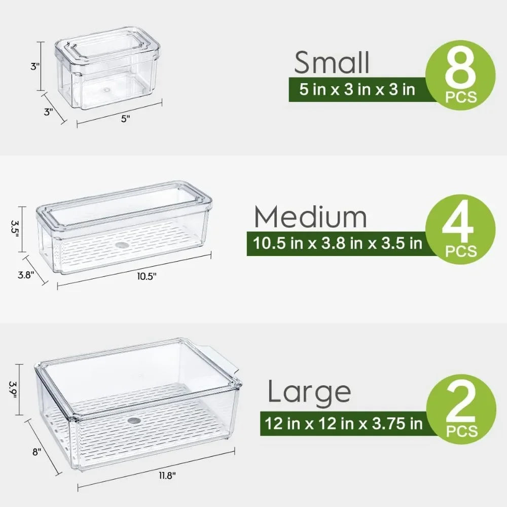 Stackable Refrigerator Organizer Containers - 14 Pack