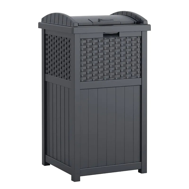 33 Gallon Outdoor Resin Patio Trash Can, 2 Colors