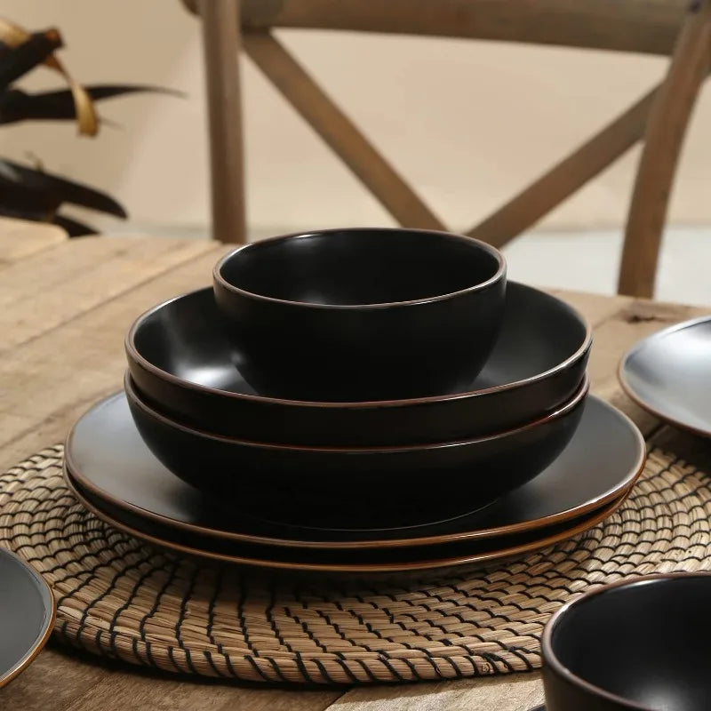 16-Piece Stoneware Dinnerware Set, 5 Colors