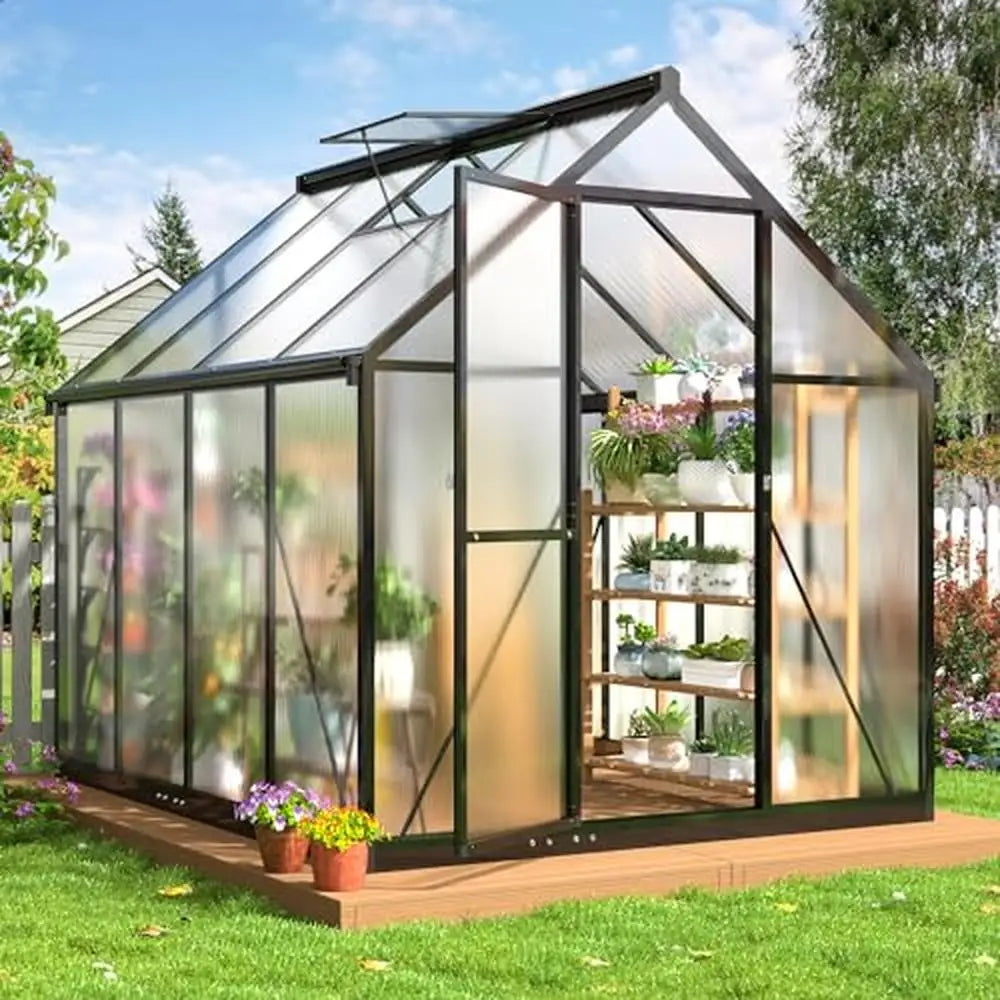 Large Walk-in Greenhouse, Quick Setup, Aluminum Structure/Roof Vent, UV Coated Panels