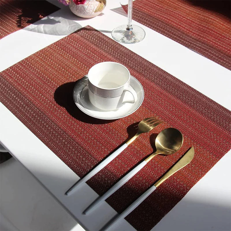 Non-slip Rectangular Placemats, Anti-Hot Pads, 4 Piece Set, 3 Colors