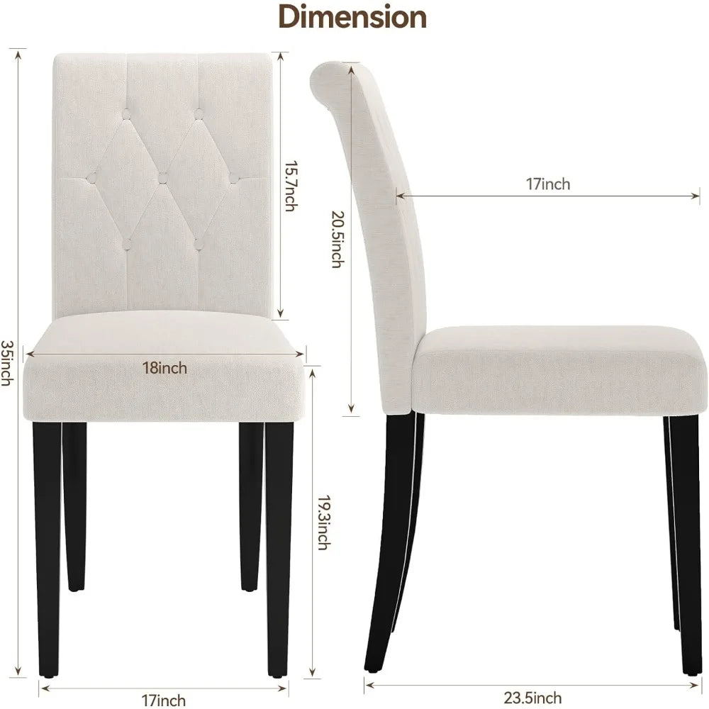 Button Tufted Parsons Dining Chairs, Set of 2 or 4, Fabric Upholstered