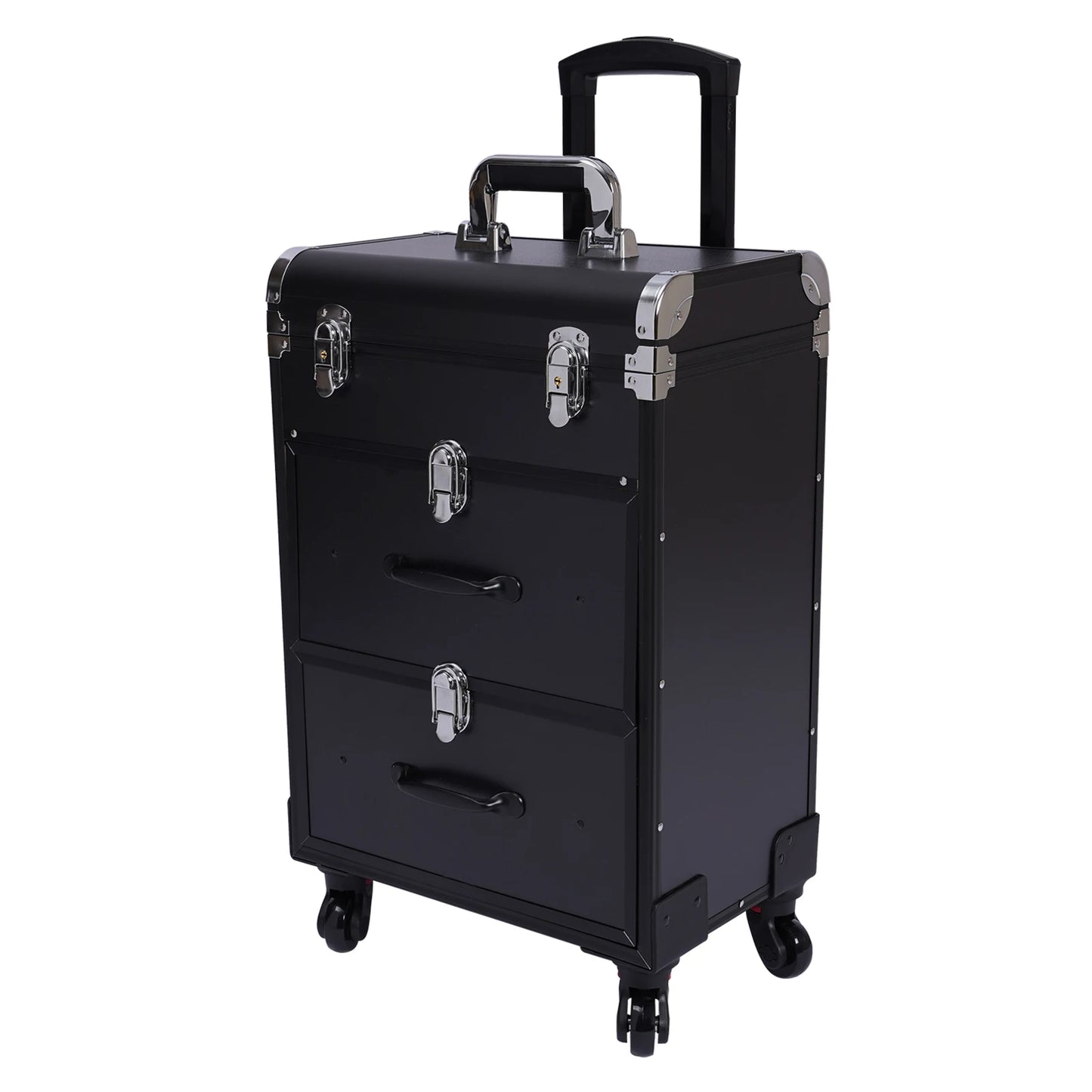 3 Tier Rolling Makeup Case Storage, with Locks, Professional Cosmetic Trolley, 2 Colors