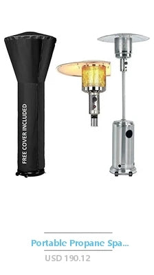 Outdoor Patio Heater, Propane Gas, 41,000 BTU, Steel Base/Stable & Safe