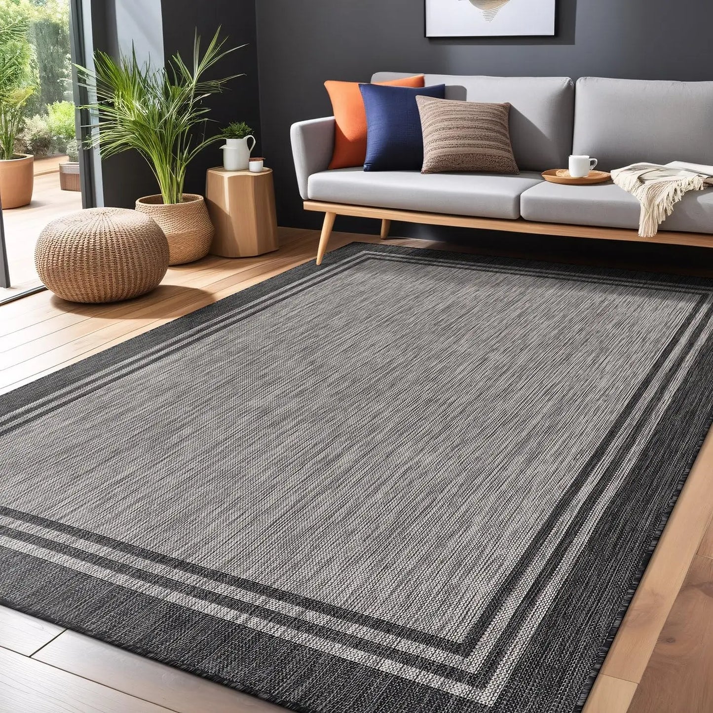 5 X 7 ft. Indoor/Outdoor Washable Rug, Non-Shedding and Waterproof, Easy to Clean, 2 Colors