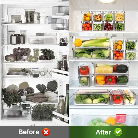 Stackable Refrigerator Organizer Containers - 14 Pack