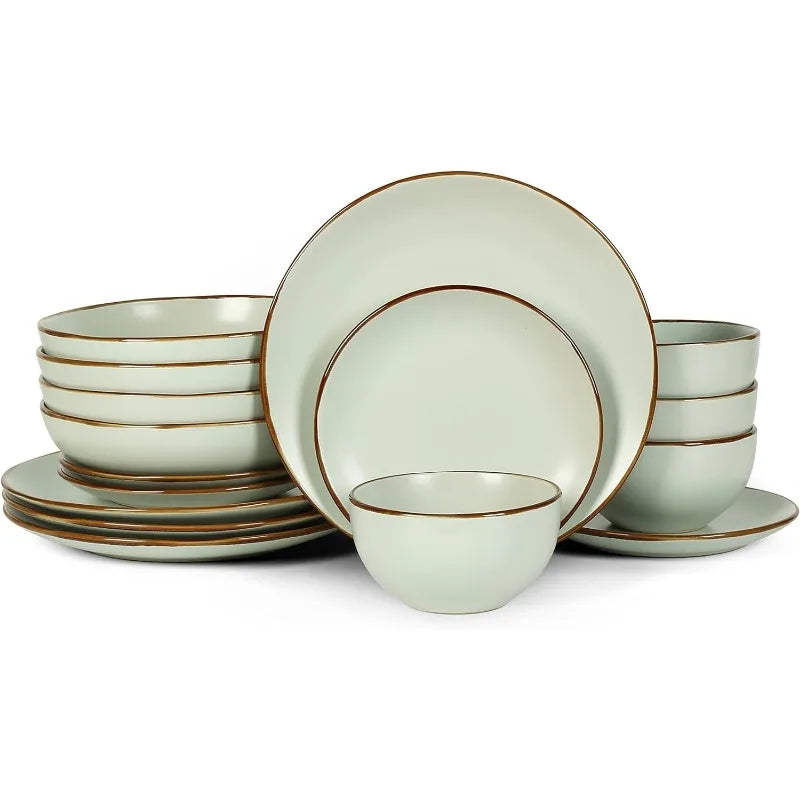 16-Piece Stoneware Dinnerware Set, 5 Colors