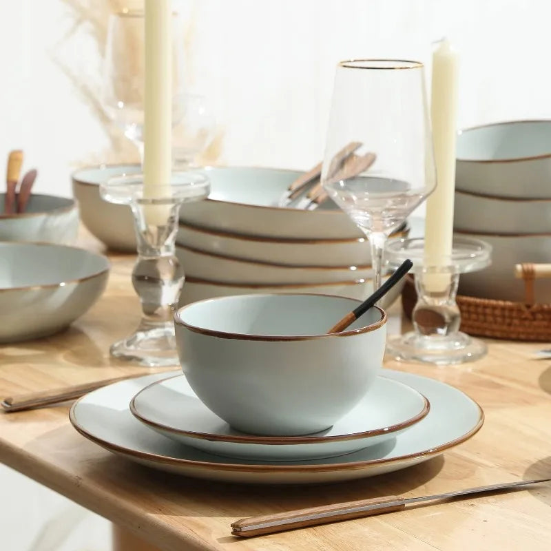 16-Piece Stoneware Dinnerware Set, 5 Colors