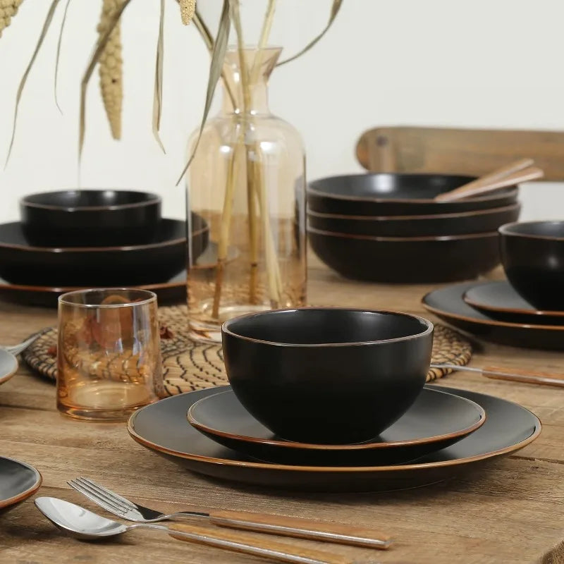 16-Piece Stoneware Dinnerware Set, 5 Colors