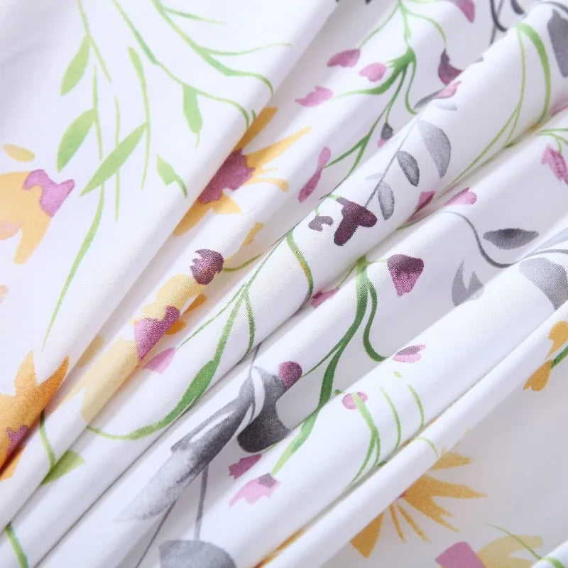 100% Cotton Garden Floral Duvet Cover Set, 3 Pieces, Reversible, 14 Colors, 4 Sizes