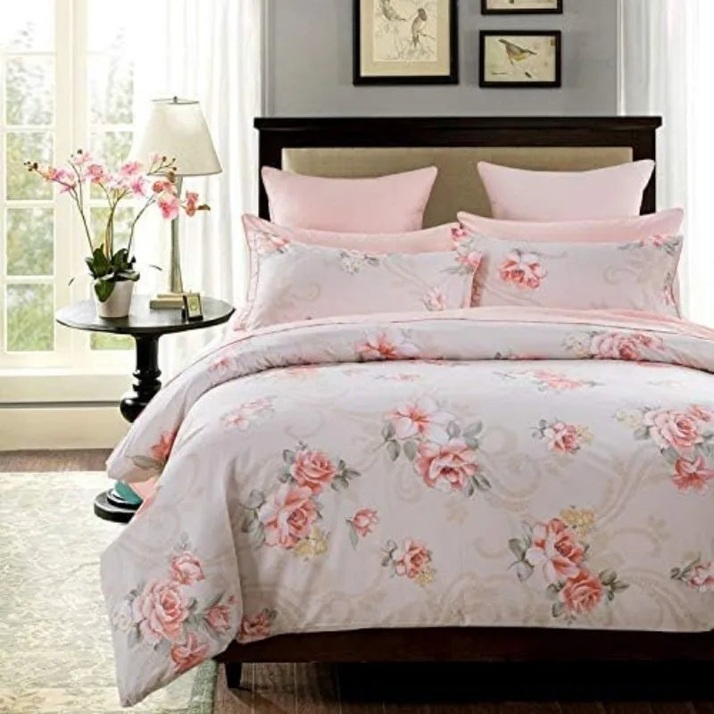 100% Cotton Garden Floral Bedding Set, Reversible, 14 Colors, 4 Sizes