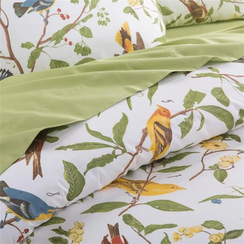 100% Cotton Garden Floral Duvet Cover Set, 3 Pieces, Reversible, 14 Colors, 4 Sizes