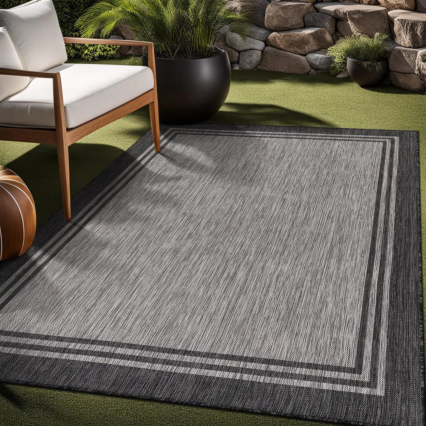 5 X 7 ft. Indoor/Outdoor Washable Rug, Non-Shedding and Waterproof, Easy to Clean, 2 Colors