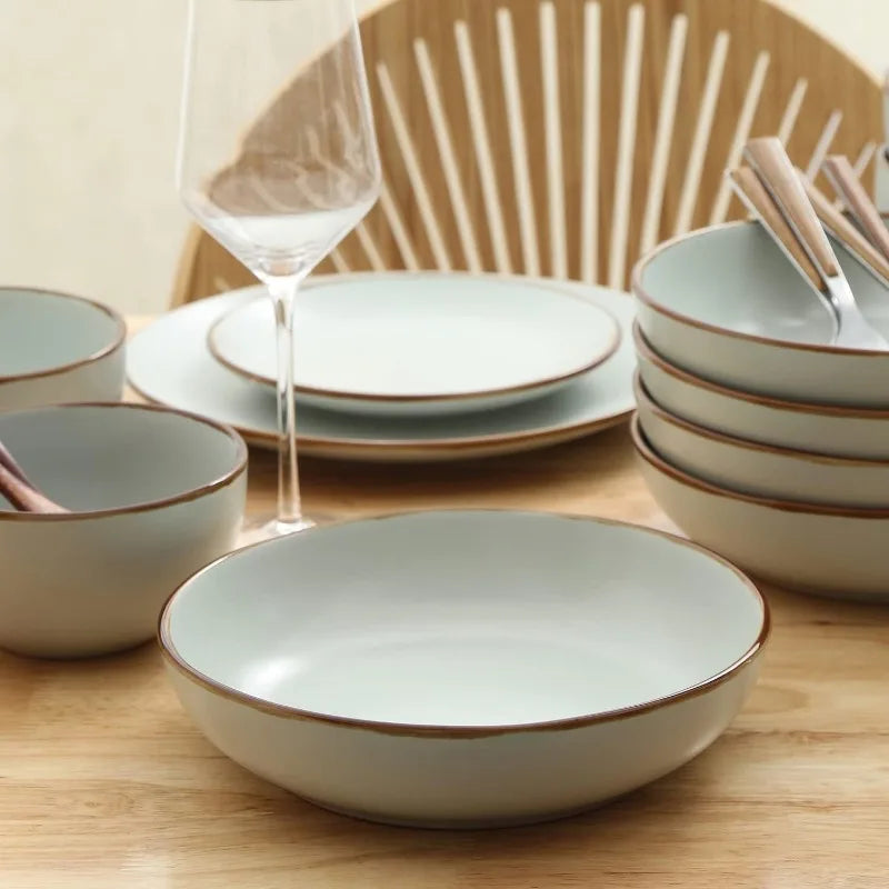 16-Piece Stoneware Dinnerware Set, 5 Colors