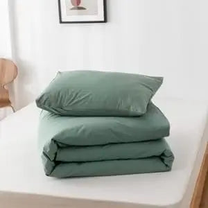 3 Piece Duvet Set, 100% Washed Cotton, With Zipper and 2 Pillowcases, Easy Care, 29 Colors, 3 Sizes