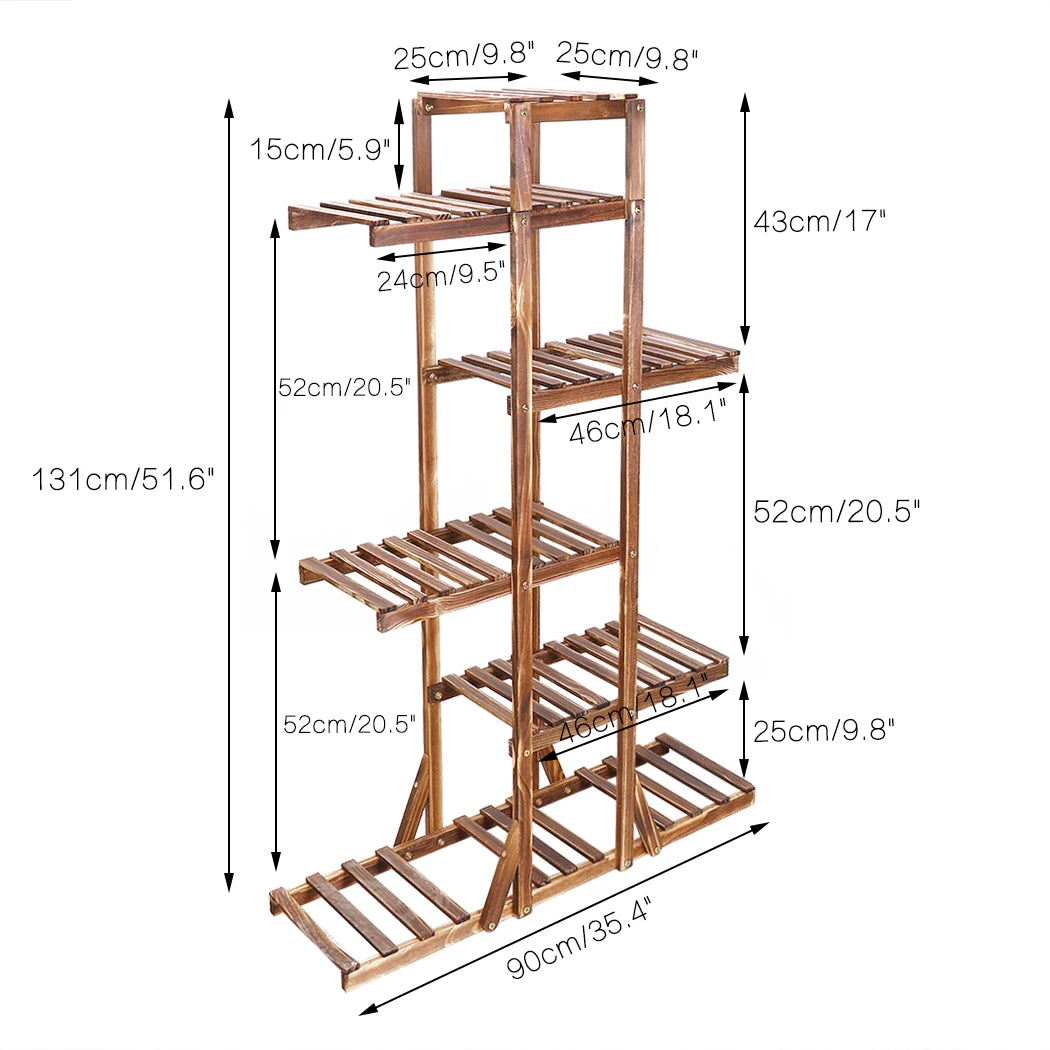 6 Tier Wooden Plant Stand, Display Indoors or Outdoors